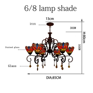 <span class=keywords><strong>Tiffany</strong></span> di Vetro Colorato Libellula Rossa Barocco Retro Camera Da Letto di Cristallo Vintage Classic Sala da pranzo Ha Portato Lampadario - Product Image 6