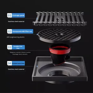 Stainless Steel Modern Simple Brushed Surface Anti-Odor Floor Drain Gun Gray Large Flow Bathroom Washing Machine Shower Room - Product Image 5