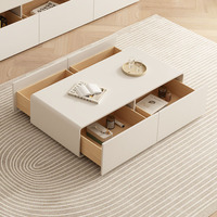 Table basse moderne en bois réglable style bonhomme de neige crème pour salon en appartements de petite taille - Mobilier de maison