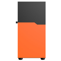 Casing PC Gaming Ruix Luna Warna Oranye dengan Pintu Geser, Kipas RGB, MATX Mid Tower, untuk Komputer Meja