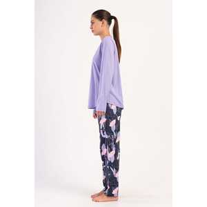 Ensemble de pyjama ovale à manches longues et col rond pour femme, taille XXL, en modal et élasthanne respirant, avec logo personnalisé et taille élastique, idéal pour la maison - Product Image 3