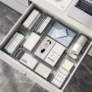 Tiroir de <span class=keywords><strong>bureau</strong></span> en plastique rectangulaire moderne, <span class=keywords><strong>plateau</strong></span> organisateur transparent, vente en gros pour la papeterie de <span class=keywords><strong>bureau</strong></span>, bacs à aliments, rangement pour maquillage - Product Image 6