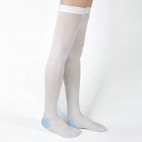 Bas de compression 15-20 mmHg avec trou d'inspection pour les orteils, bas anti-embolie, bas hauts de cuisse blancs pour femmes et hommes