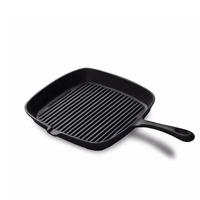 Poêle carrée en fonte pré-culottée Bright Houseware, antiadhésive, résistante à la chaleur, portable, avec deux poignées, fond plat, 24 cm, compatible induction