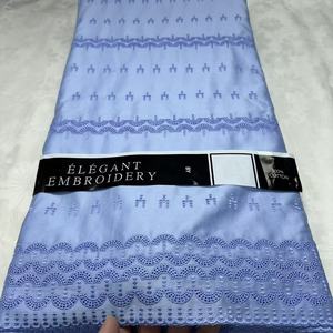 Tissu africain pour <span class=keywords><strong>homme</strong></span>, tissu en dentelle pour vêtement, couleur unie, 100% coton, tissu en dentelle nigérian - Product Image 1