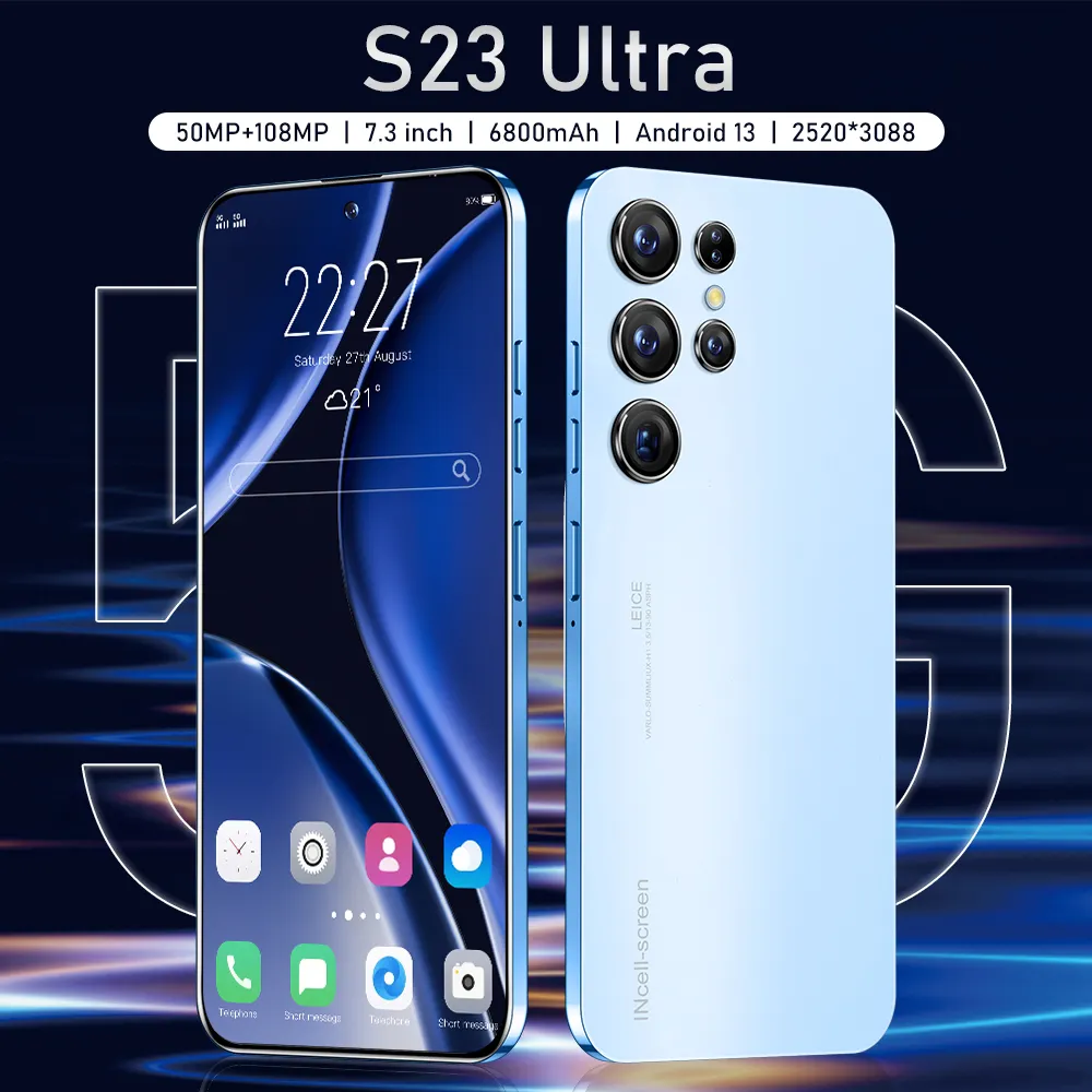 2023 Hot Sell S23 Ultra Smartphone Android 16GB+1TB 7.3 inch Original Unlock OLED Screen Dual SIM 5G Mobile Phones