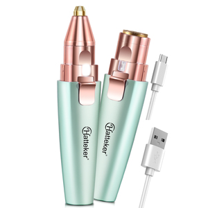 เครื่องกำจัดขน Hatteker HT-586 2 in 1 รุ่นลิปสติก ใช้พอร์ต USB สำหรับผู้หญิง พร้อมที่กันคิ้ว สีเขียว - Product Image 1