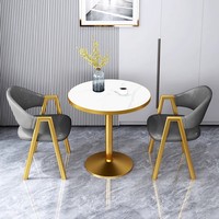 Ensemble Table à Manger Ronde Moderne et Simple pour 2 Personnes, Chaises Incluses, Style Bois Panneau, Meuble de Salle à Manger pour Maison, Hôtel ou Villa