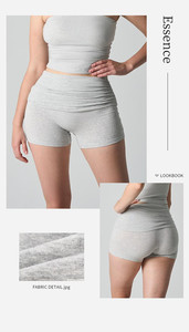 CNSHELL Pantaloncini Leggeri 195gsm Effetto Nudo con Pieghe Laterali Crema a Vita Alta, <span class=keywords><strong>Pantaloni</strong></span> Corti Pieghevoli per Esterni - Product Image 6
