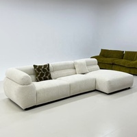 Canapé d'angle moderne en tissu bouclé - Canapé 3 places rembourré avec chaise longue pour salon