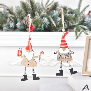 Wooden Christmas Gnome Ornaments Hanging Decorations Rustic Style <b>Mini</b> Figures For Tree Holiday Decor - Product Image 2