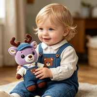 Figurine de renne en peluche tricotée, crochetée à la main, jouet en peluche doux, artisanat personnalisé, vente en gros de jouets personnalisés