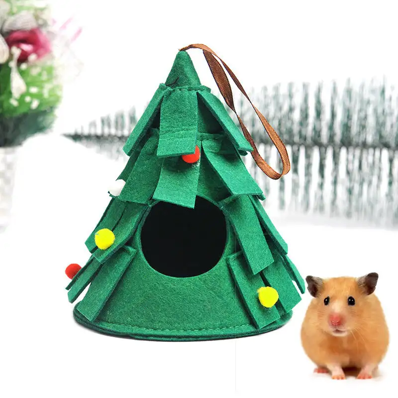 Qbellpet Small Pet Xmas Tent Coelho Hamster Casa Grande Guinea Pig Cage Acessórios de cama Animal Felt Nest camping tent