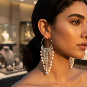 Pendientes de Perlas de Agua Dulce Plateadas, Modernos y Religiosos, Hipoalergénicos, Elegantes, con Borlas, Joyería de Perlas, Regalo de Boda para Mujer, Uso Diario - Product Image 3