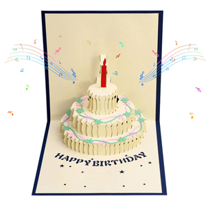 Venta al por mayor de <span class=keywords><strong>música</strong></span> personalizada <span class=keywords><strong>con</strong></span> luz LED <span class=keywords><strong>Feliz</strong></span> <span class=keywords><strong>cumpleaños</strong></span> saludo 3D Pop Up tarjetas de regalo - Product Image 1