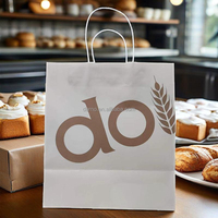 Sacs de courses écologiques et durables en papier kraft avec poignée à anse, personnalisables pour le commerce de détail, les vêtements, l'artisanat, l'emballage de bougies, support OEM