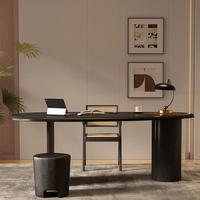Bureau d'étude et poste de travail en bois massif de style moderne 2026, noir haut de gamme, pour maison, ordinateur, extérieur, villa, salon, cour, salle à manger