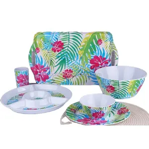 Набор посуды из меламина с цветочным дизайном во французском стиле
