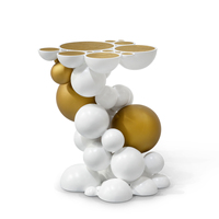 Table d'appoint Newton en aluminium laqué noir avec sphères plaquées or, design de tabouret moderne et polyvalent