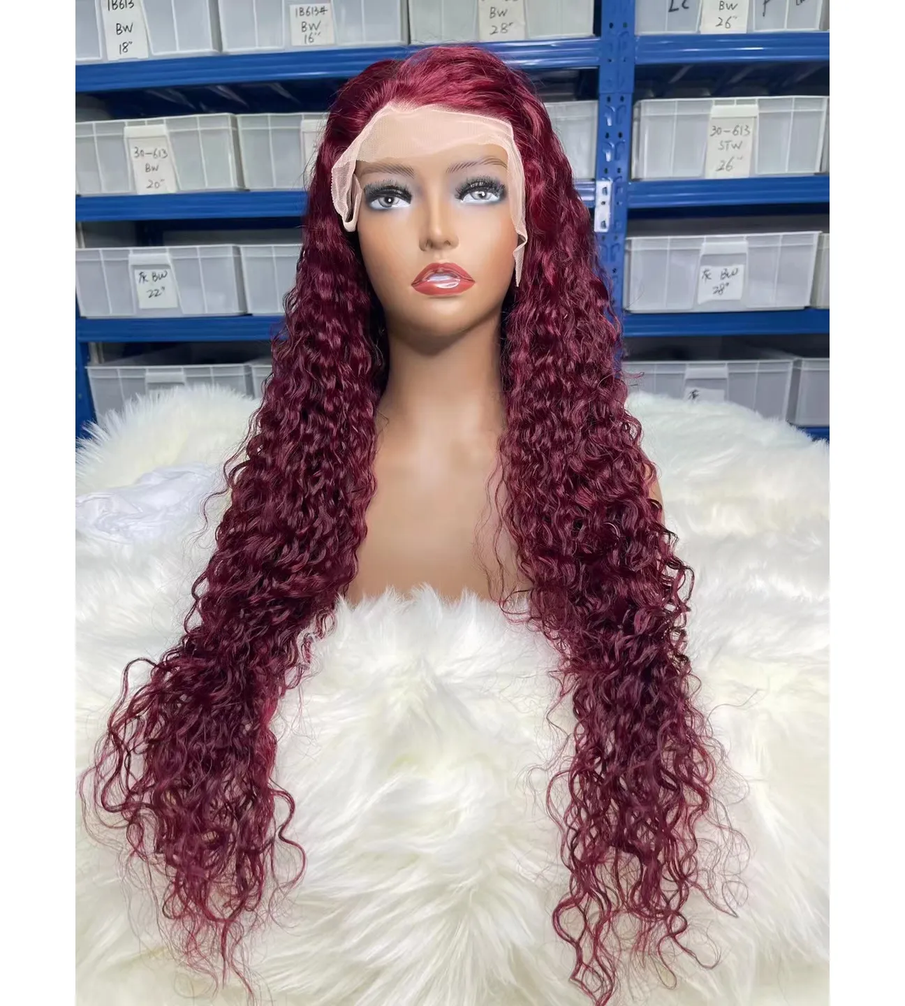 Water wave curly hair color 99j lace front wigs 100% human hair lace front wig for women