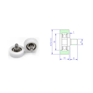 Kabinet BS62626-10C1L8M6 rol plastik lapis nilon Pom bantalan roda rol plastik 26mm dengan M6x26x8mm sekrup