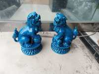 Paire de chiens de Bouddha Qilin en porcelaine de Jingdezhen, glaçure monochrome bleue et blanche, Feng Shui chinois, pour la prospérité, décoration de maison et cadeau
