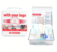 Trousse de premiers secours murale personnalisée OEM, portable, étanche, en plastique, pour 50 personnes, pour usine