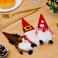 Porte-couverts de Noël Gnome sans visage, sacs pour couteau, fourchette et cuillère, décoration de table de Noël