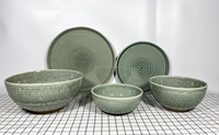 Service de table en grès céramique JW China, 18 pièces, prix usine, assiettes et bols fantaisie, glaçure réactive effet pierre, pour 6 personnes