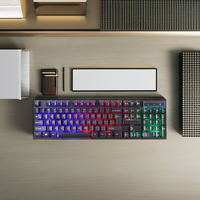 Keyboard Gaming lampu latar LED 104 kunci, Keyboard Gaming Kombo Harga kompetitif Mouse optik nirkabel 3D antarmuka USB