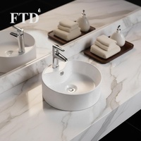 Évier de navire en céramique Commercial de haute qualité Lavabo rond moderne pour ferme salle à manger salle de bain hôtel école comptoir utilisation