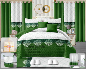 طقم أغطية سرير وستائر فاخر جديد بـ24 قطعة باللون البرتقالي، مقاس كينج - Product Image 5