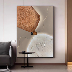 Modern Abstract Oil Painting Handmade Vertical Textured Art For Living Room Entrance Hall Decor Black <b>Frame</b> Rectangle - Product Image 3