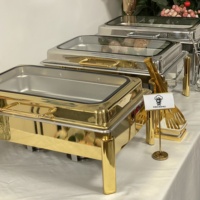 Restaurantbanket RVS Chafing Dishes voor Catering Buffet Luxe Rechthoekige Presentatievenster Kachel 9L Capaciteit