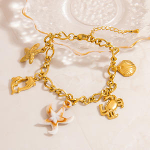 Fashion Charm <b>Bracelet</b> Women's Gold Plated <b>Shell</b> Starfish Ocean Style Jewelry Set 18K Gold Tone Summer Beach Accessory - Product Image 3