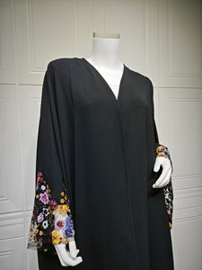 <span class=keywords><strong>Robes</strong></span> arabes Cardigan Sequin Broderie Maille Manches Modeste Dubaï Abaya Vêtements Islamiques Ouvert Abaya Hiver Automne Respirant Sol - Product Image 4