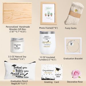Graduation Gift Set With Tumbler Candle Pillow And <b>Keepsake</b> <b>Box</b> Modern Personalized Wooden <b>Box</b> For Graduates - Product Image 2