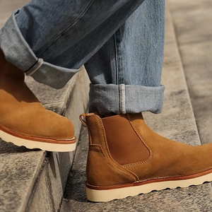 Bottes Chelsea en cuir véritable personnalisées pour hommes Semelle extérieure en <span class=keywords><strong>mousse</strong></span> de caoutchouc Hauteur cheville Style occidental pour bottes d'hiver - Product Image 6