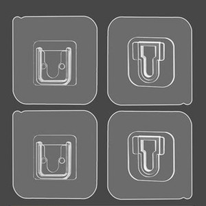 Transparent Plastic Snap Fastener Rectangle Wall Mounted <b>Adhesive</b> <b>Hook</b> Punch Free Polished Finish <b>Hooks</b> Rails - Product Image 1