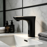 Robinet de lavabo à capteur infrarouge à économie d'eau, monotrou, à poser sur le comptoir, sans contact, pour salle de bain, robinet commercial à capteur