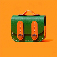 Étui pour écouteurs en cuir PU pleine couverture, fait main, couleur unie vert orange, compatible avec les écouteurs sans fil Pro 2
