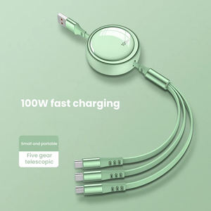 Cable <span class=keywords><strong>de</strong></span> Carga Rápida Retráctil 3 en 1 <span class=keywords><strong>de</strong></span> 100W, Cable USB C con Ajuste Telescópico <span class=keywords><strong>de</strong></span> 5 Pasos, 6A para <span class=keywords><strong>Teléfono</strong></span> Móvil y Car Play - Product Image 6