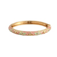 Nouveau Bracelet Jonc Émaillé Chinois Rétro de Luxe Léger pour Femme en Alliage de Zinc Électroplaqué, Effet Goutte d'Huile, Vente Chaude