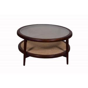 <b>Round</b> <b>Wood</b> <b>Coffee</b> <b>Table</b> With Tempered Glass Top Midcentury Modern Design Storage Shelf Living Room Furniture - Product Image 1