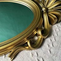 Miroir mural en plastique Art Déco personnalisable, cadre orné sculpté, blanc or, rectangulaire, miroir suspendu, écologique, durable, décoration