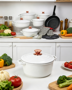 Juego de Utensilios de Cocina Antiadherentes <span class=keywords><strong>Blancos</strong></span> de 15 Piezas Zunck con Perillas <span class=keywords><strong>en</strong></span> Oro Rosa y Sartén de Granito - Product Image 3