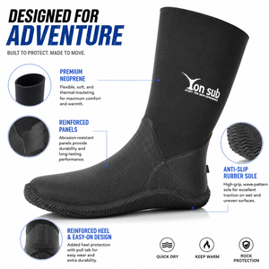 Chaussures de plongée en néoprène 5 mm, imperméables, pour combinaison sèche, avec fermeture étanche à la cheville, pour kayak, pagaie, <span class=keywords><strong>surf</strong></span> et combinaison de plongée - Product Image 4