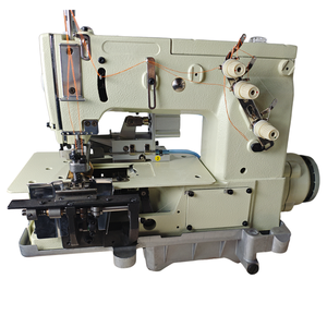 Machine à coudre multi-aiguilles à double plateforme YS-2000C pour pantalons, casques audio, avec alimentation automatique en huile et couteau de coupe pour la confection de jeans et la couture de boucles - Product Image 1