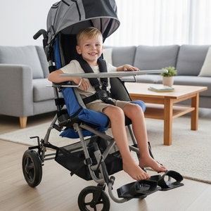 Sedia a Rotelle Pieghevole Manuale per Disabilità Pediatrica, Tutto Terreno, per Paralisi Cerebrale, <span class=keywords><strong>Reclinabile</strong></span>, <span class=keywords><strong>Passeggino</strong></span> per Bambini e Adulti - Product Image 1