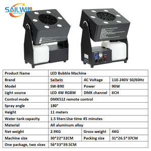 DJ LED Super <span class=keywords><strong>Bubble</strong></span> <span class=keywords><strong>Machine</strong></span> DMX512 remoto 6 uds 4W RGBW LED efecto automático boda burbuja soplado equipo de iluminación de escenario - Product Image 3